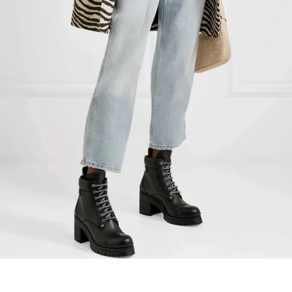 Miu Miu Leather Combat Lug and Platform Boots Size 38.5 - Picture 4 of 5